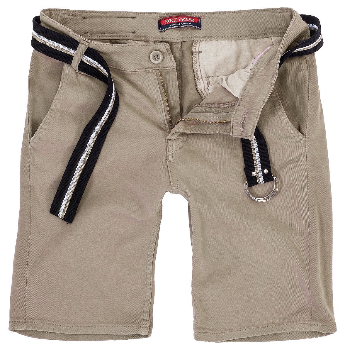 Herren Twill Chino Shorts mit Gürtel