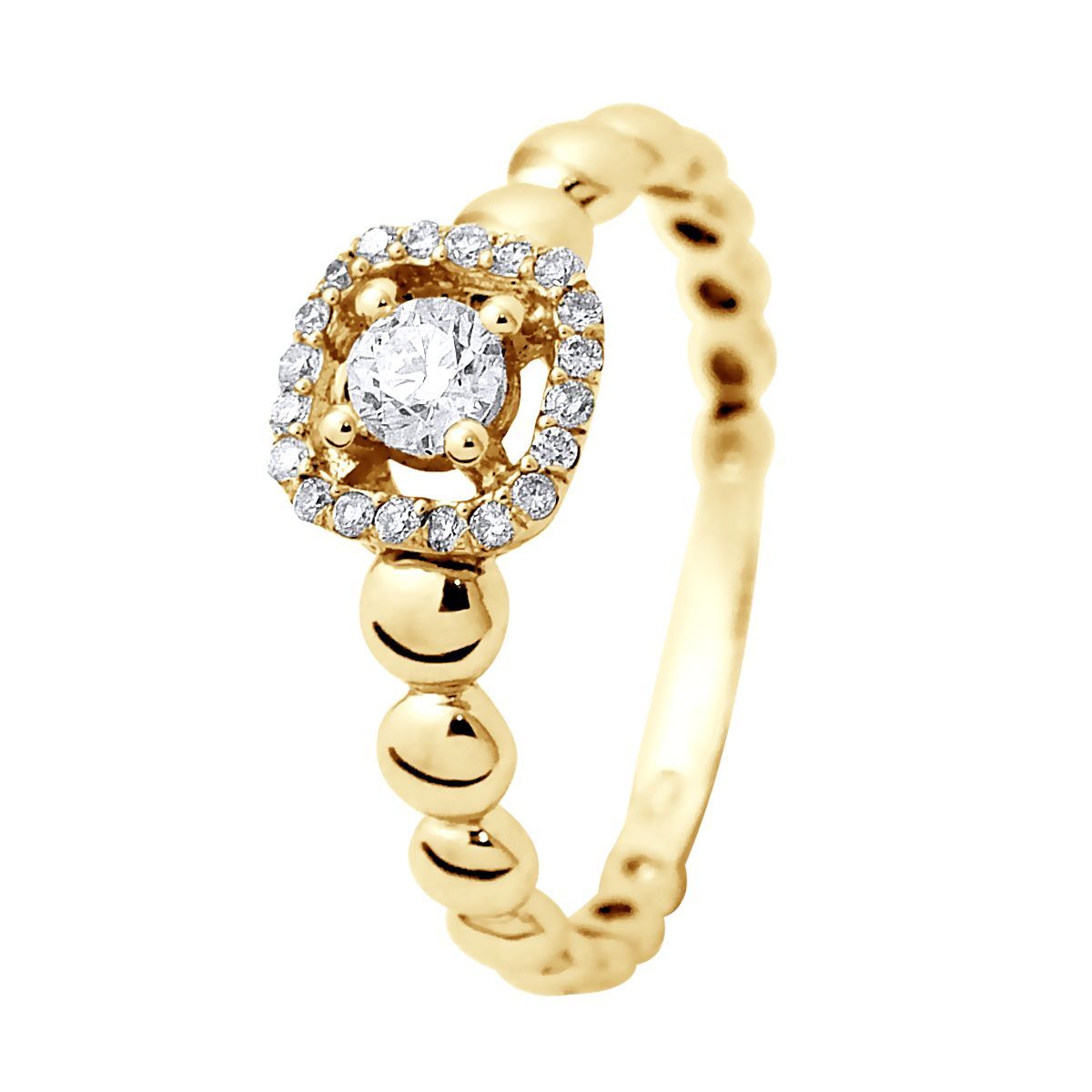 Diamantring mit Halo und Kugelband