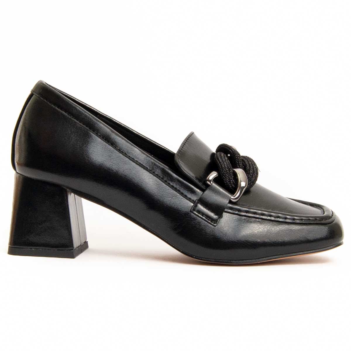 Schwarze Loafer Pumps mit Blockabsatz