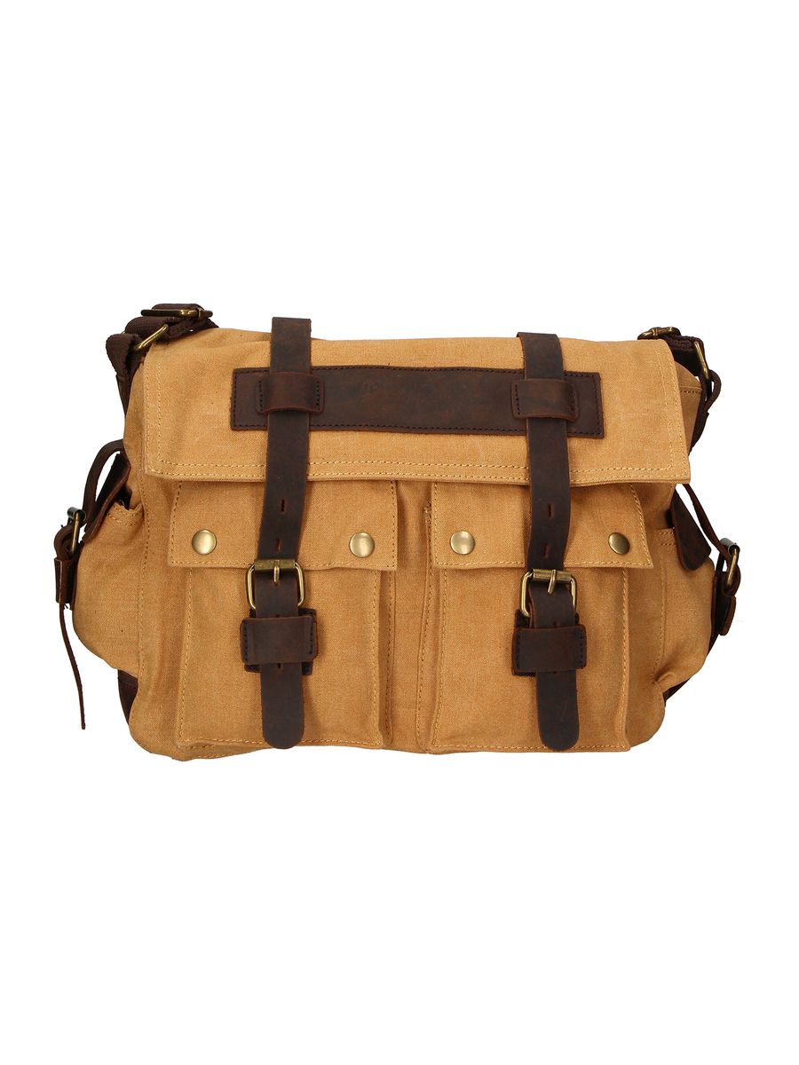 Messenger Bag aus Canvas mit Lederriemen