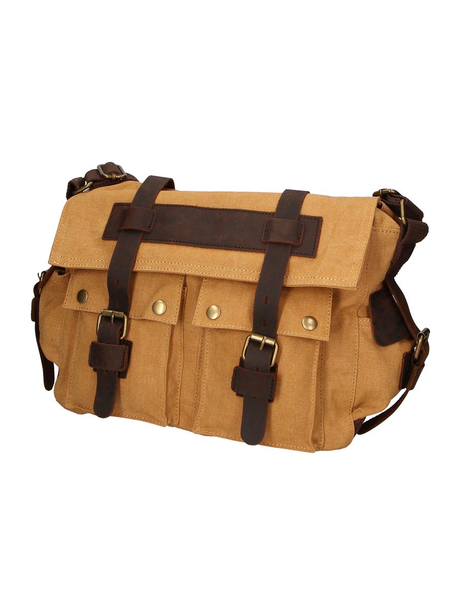 Robuste Messenger-Tasche aus Canvas und Leder