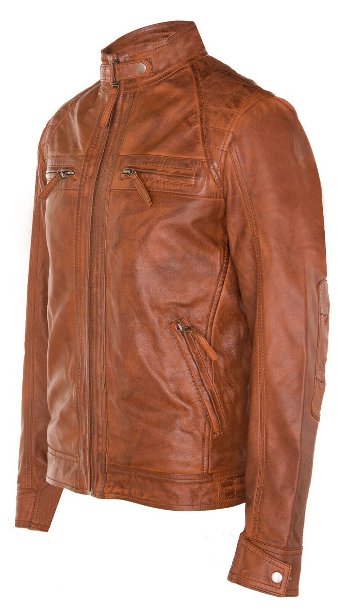 Gesteppte Bikerjacke aus Nappaleder