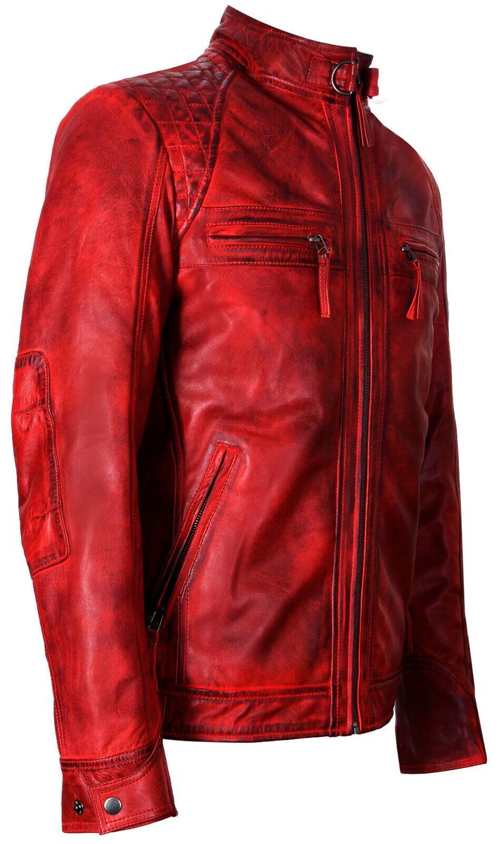 Gesteppte Bikerjacke aus Nappaleder