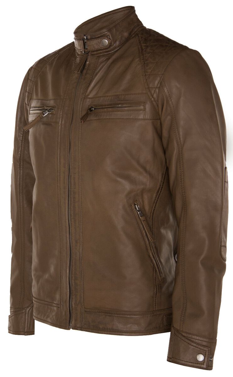 Gesteppte Bikerjacke aus Nappaleder