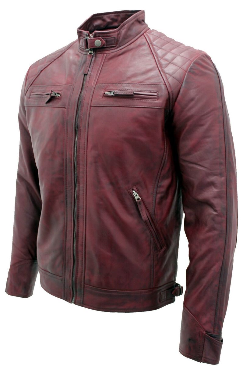 Gesteppte Bikerjacke aus Nappaleder