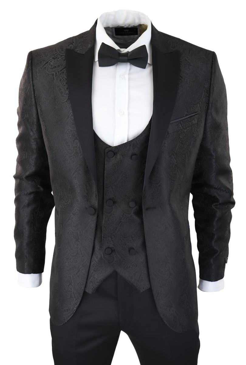 Herren Brokat Satin Paisley Dinner Blazer