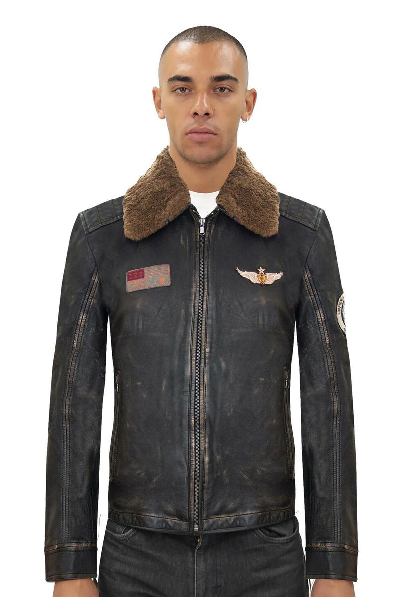 Herren Vintage Leder Bomberjacke