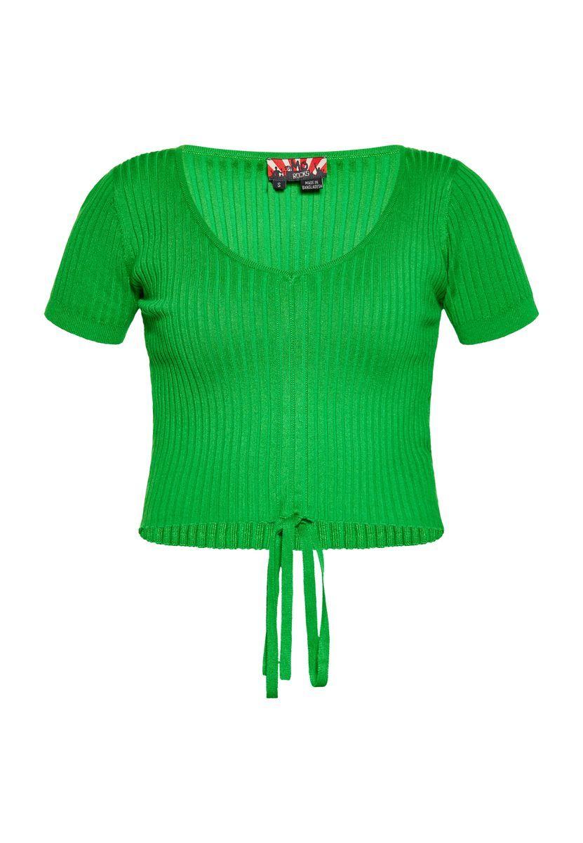 Geripptes Strick Crop Top mit Bindeband