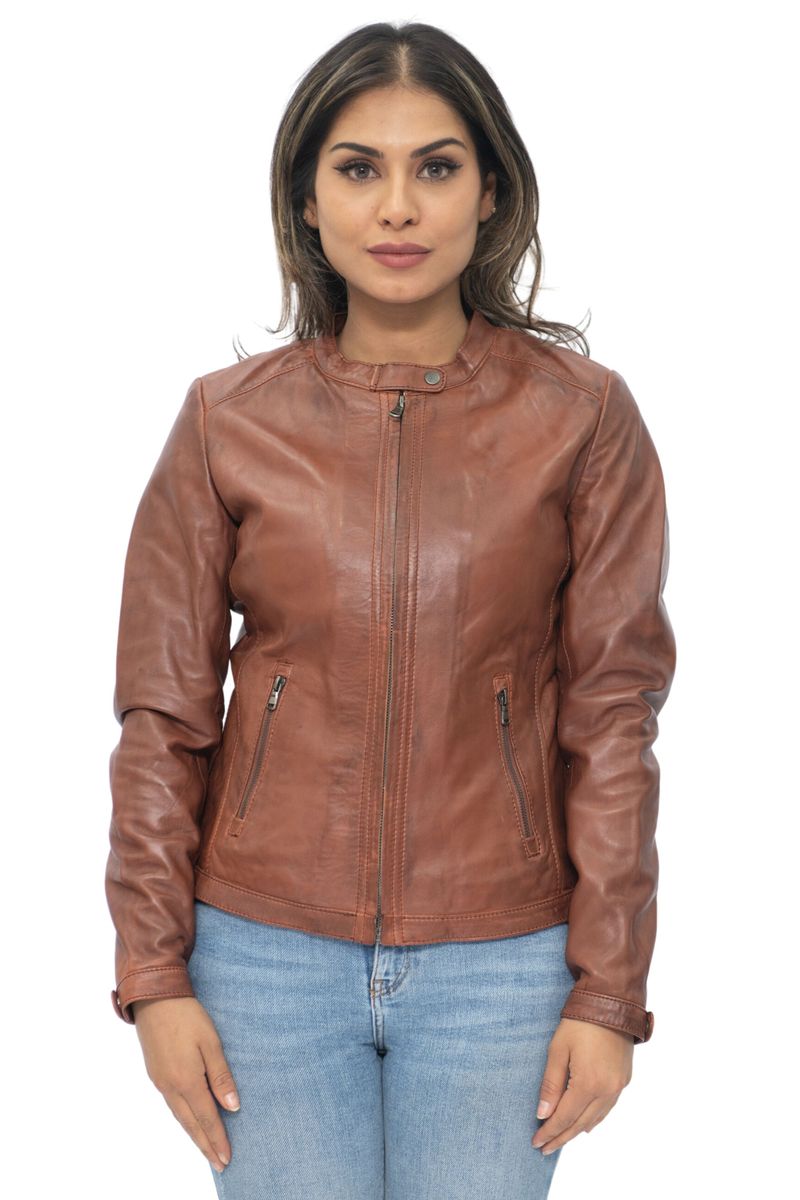 Klassische braune Bikerjacke aus Leder