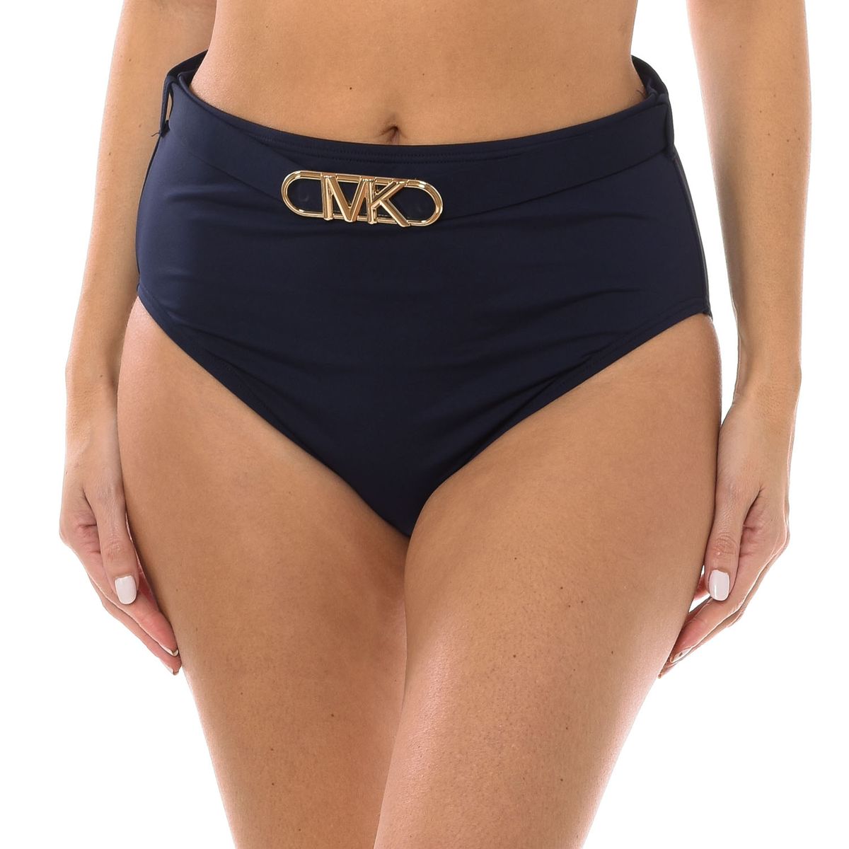 Bikinihose mit hoher Taille und Logogürtel