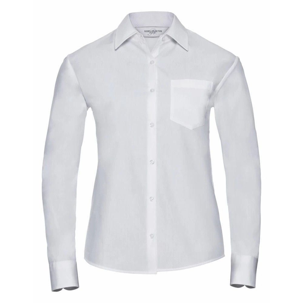 Russell Collection - Formelles Hemd Pflegeleicht für Damen Langärmlig (Weiß)
