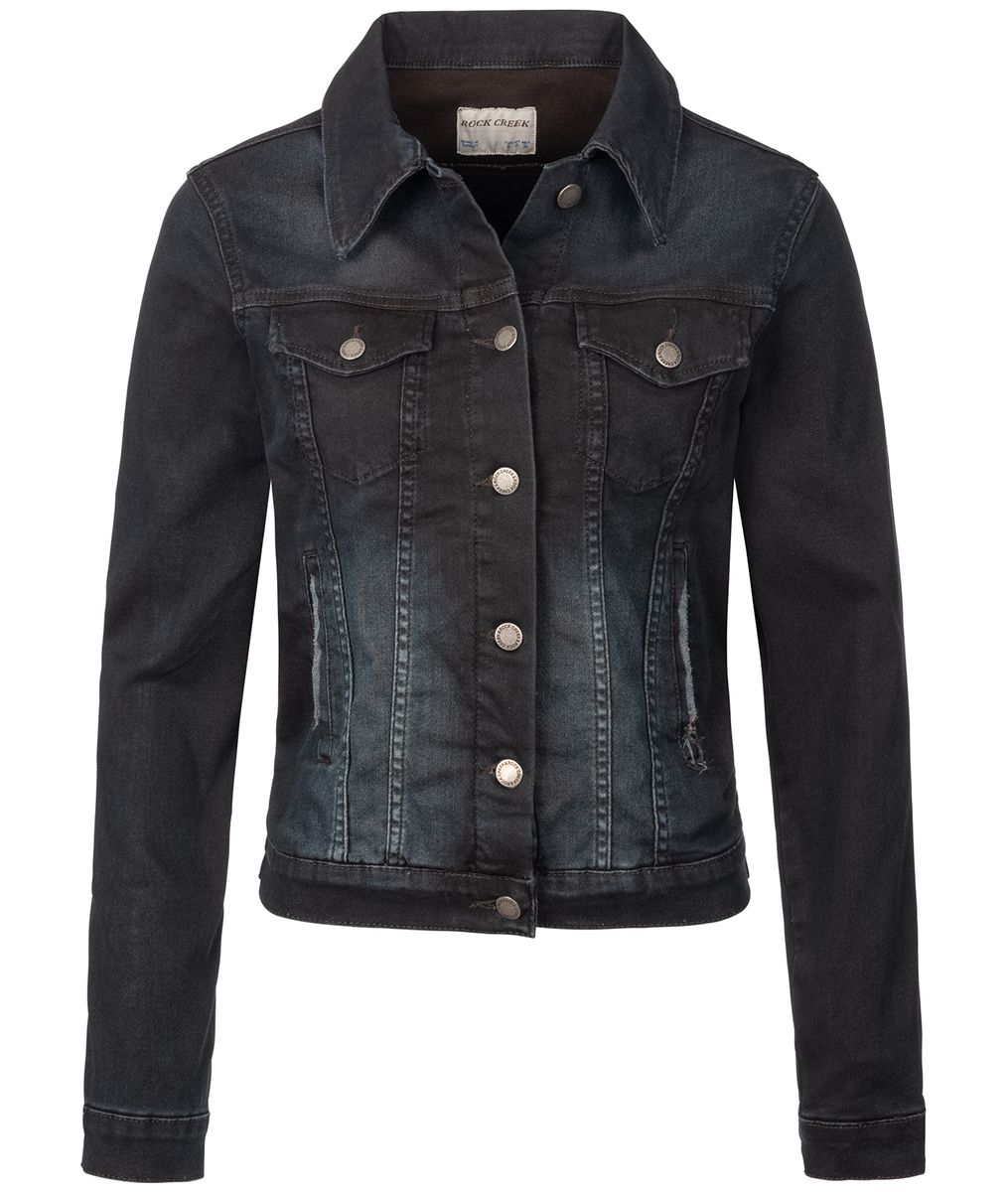 Klassische taillierte Jeansjacke in dunkler Waschung
