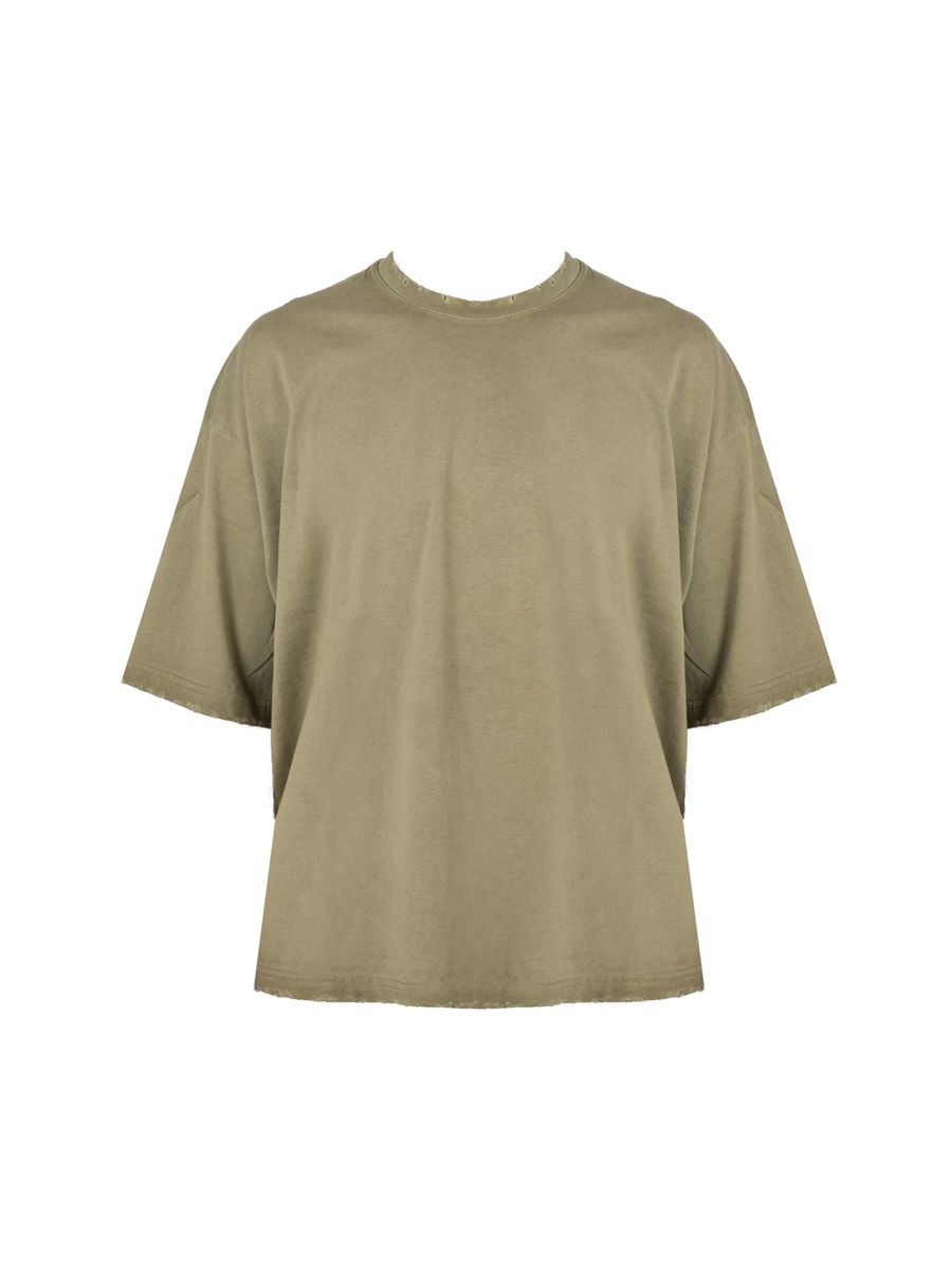Khaki Oversized T-Shirt mit offenem Saum
