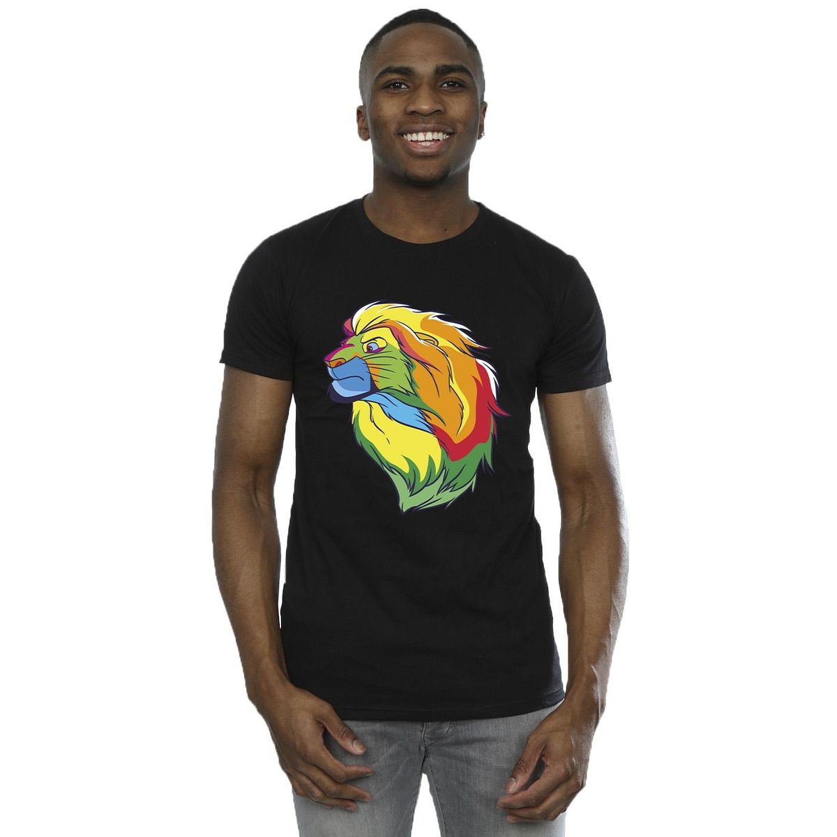 T-Shirt mit buntem Löwenkopf-Print