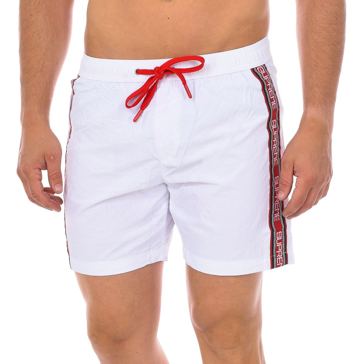 Rote Supreme Print Boxer Badeshorts