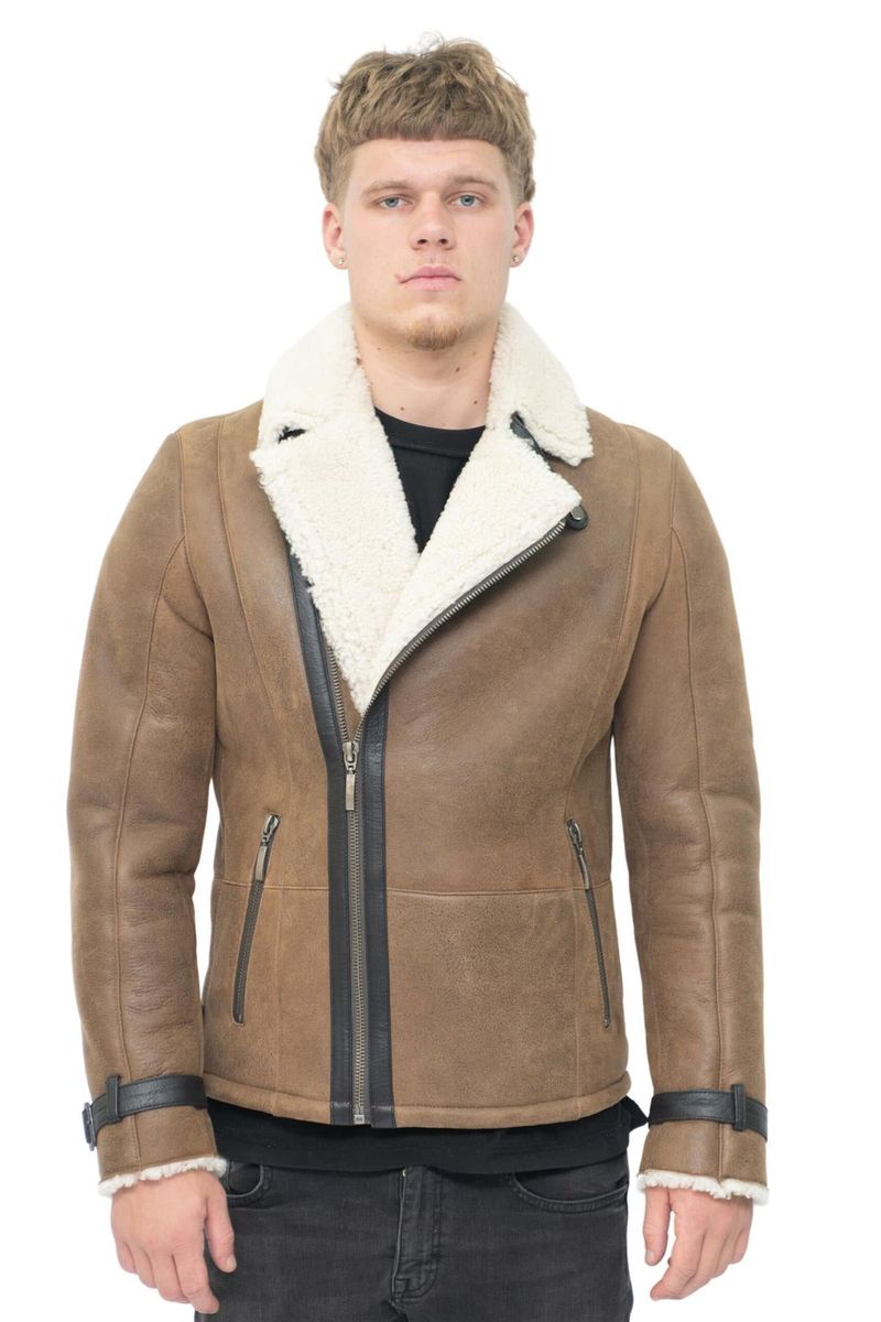 Herren Doppelreihige Bikerjacke aus Schaffell