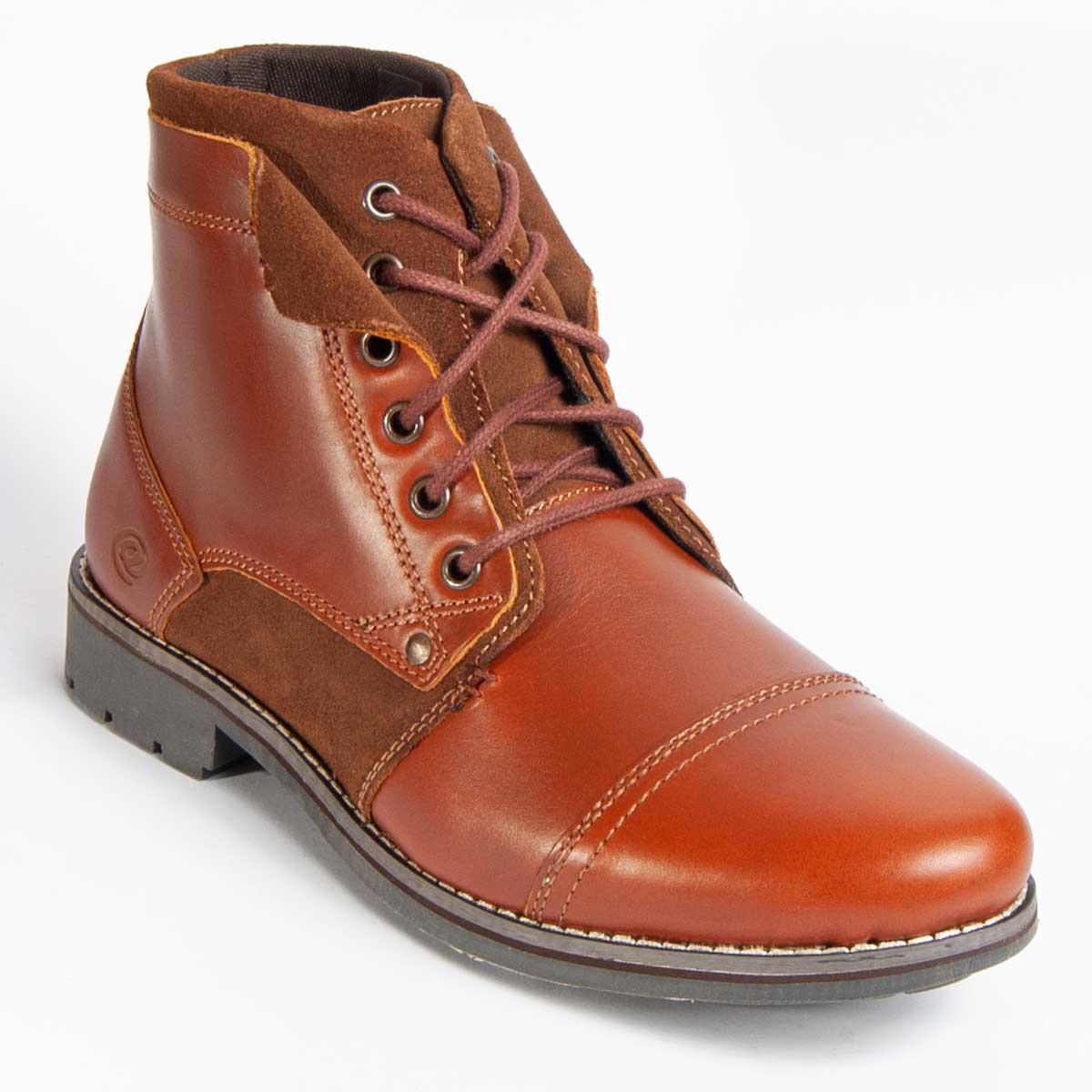 Leder-Schnürstiefel mit Cap-Toe