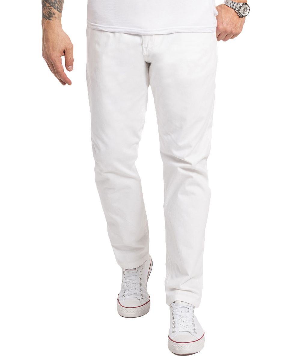 Herren Slim Fit Weiße Chino Hose