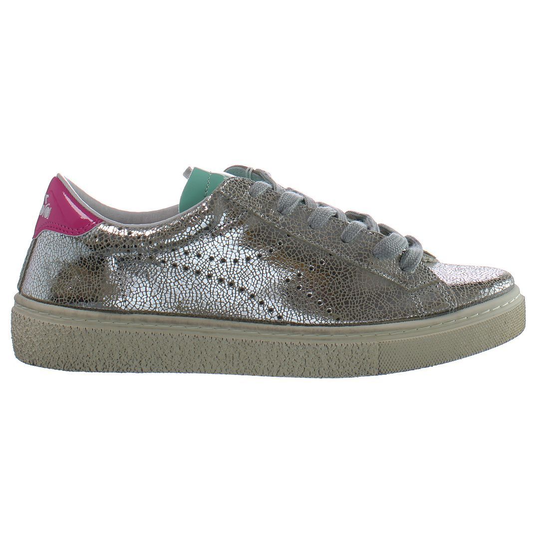 Damen Metallic Leder Sneaker mit Rissen
