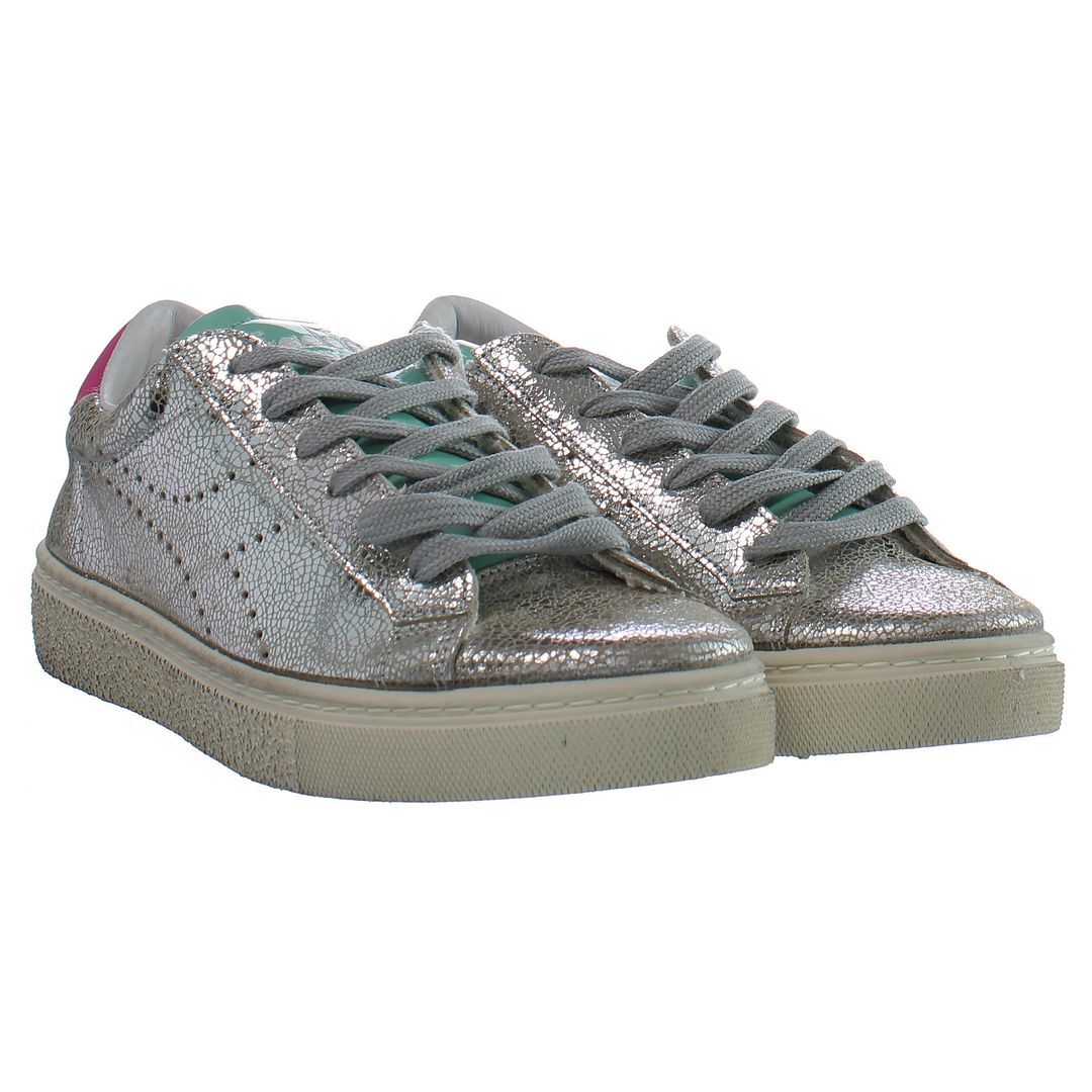 Distressed-Metallic Low-Top-Sneaker