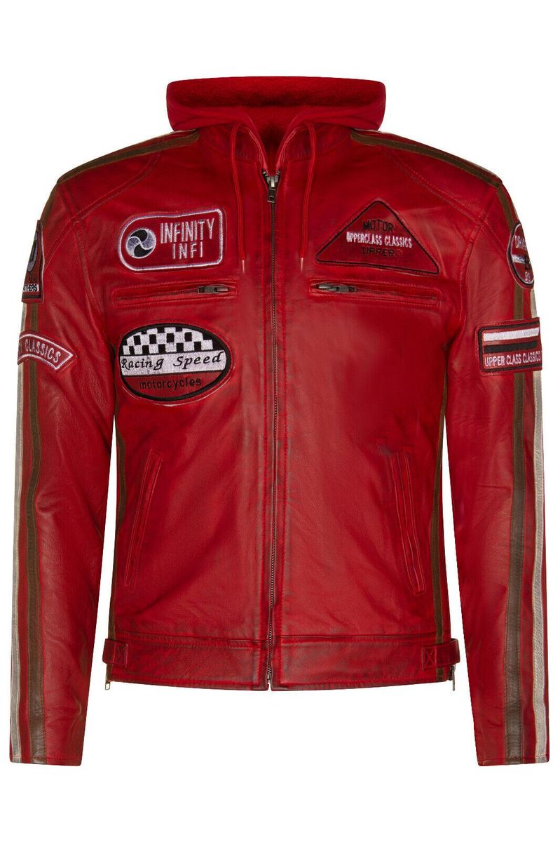 Herren Racing Bikerjacke aus Leder