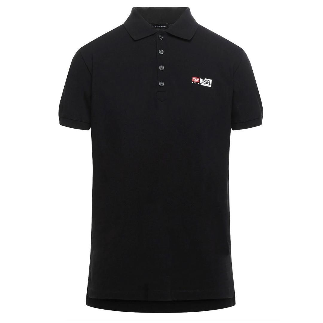 Schwarzes Baumwoll-Poloshirt mit Logo
