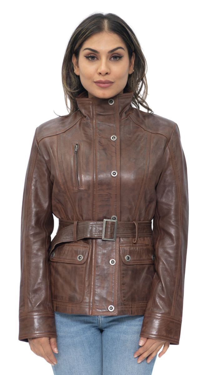 Gürtel Lederjacke im Militärstil