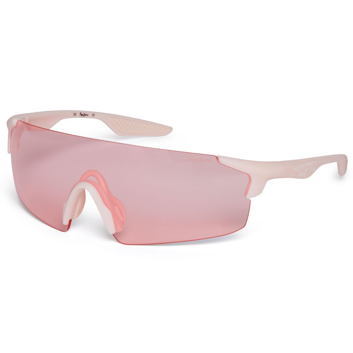 Randlose Shield-Sonnenbrille mit rosa Gläsern