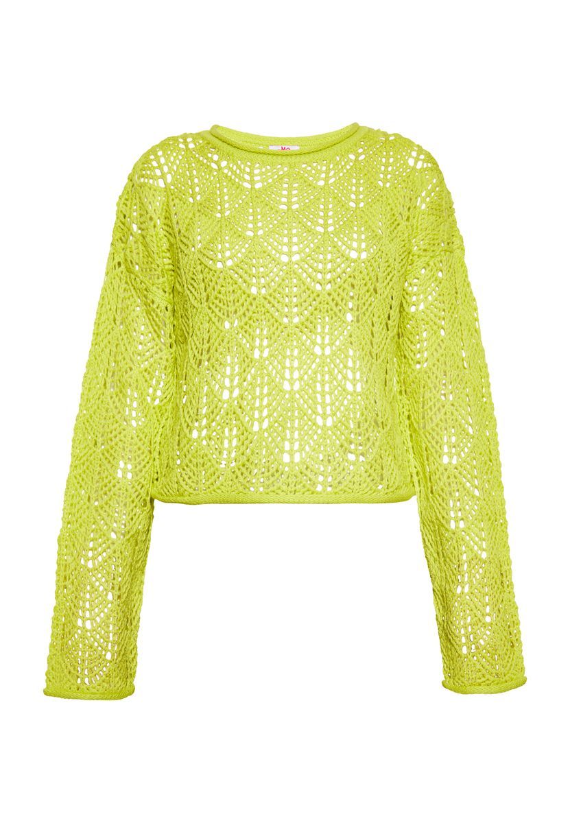 Langärmliger Pullover mit offenem Strickmuster