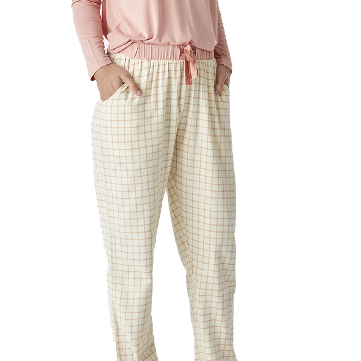 Henley-Oberteil und kariertes Pyjama-Set