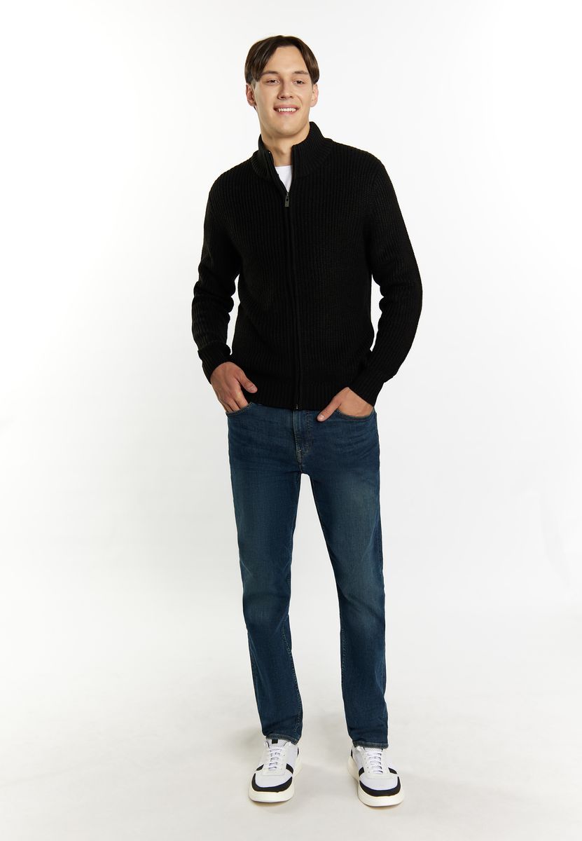 Schmal geschnittener Rippstrick-Cardigan mit Reißverschluss