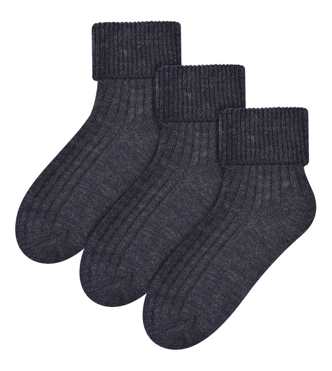 3 Paar Woll-Bettsocken für Damen | Steven | Luxuriöse warme Lounge-Schlafsocken, Anthrazit