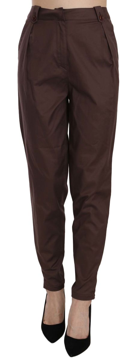 Braune, hochtaillierte, konische Hose
