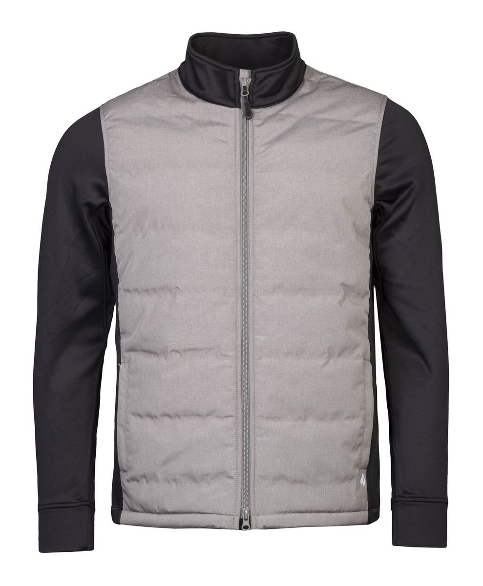 Schwarze Fleece gefütterte Herrenjacke mit durchgehendem Reißverschluss | Wärmehalter | isolierter wasserdichter Mantel mit Taschen - Grau