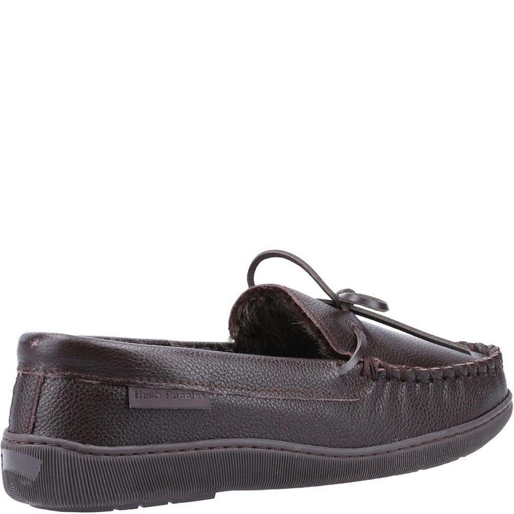 Leder-Mokassin-Hausschuhe mit Fell