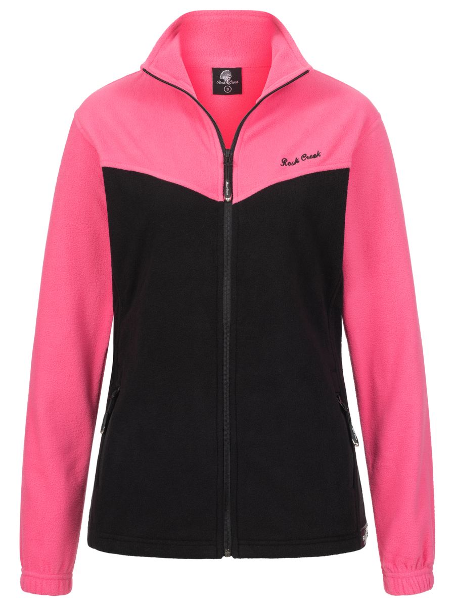 Fleecejacke für Damen mit pinkfarbenem Besatz