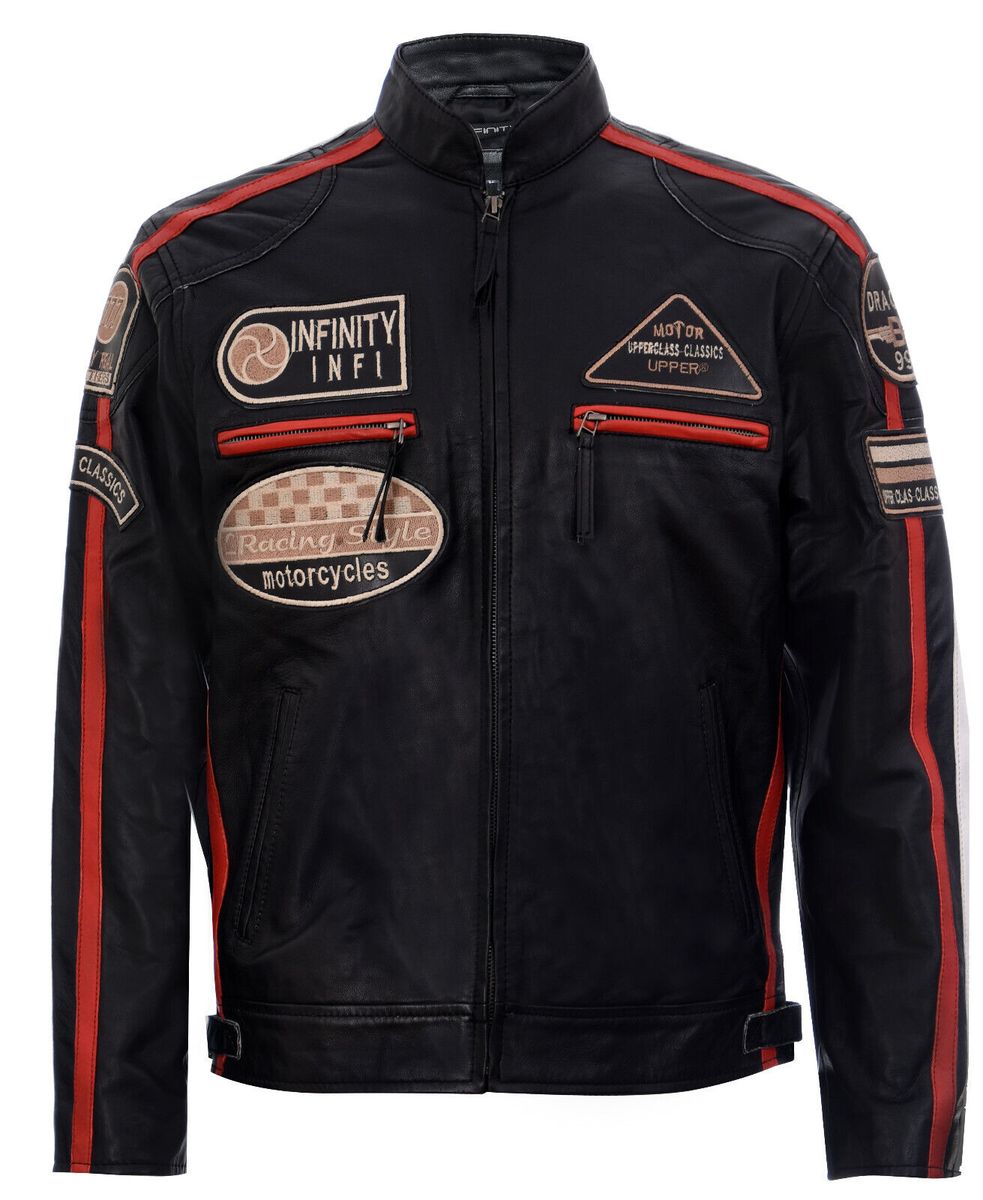 Rote Leder Racing Biker Jacke
