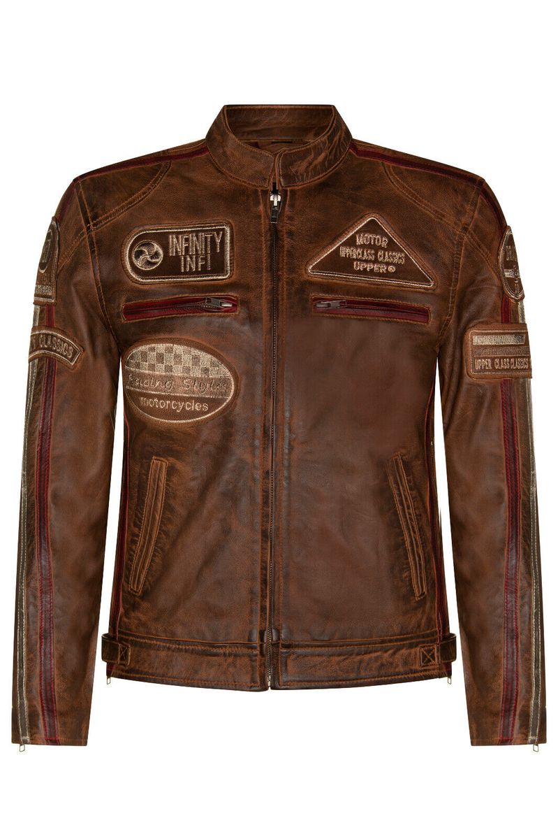 Rote Leder Racing Biker Jacke
