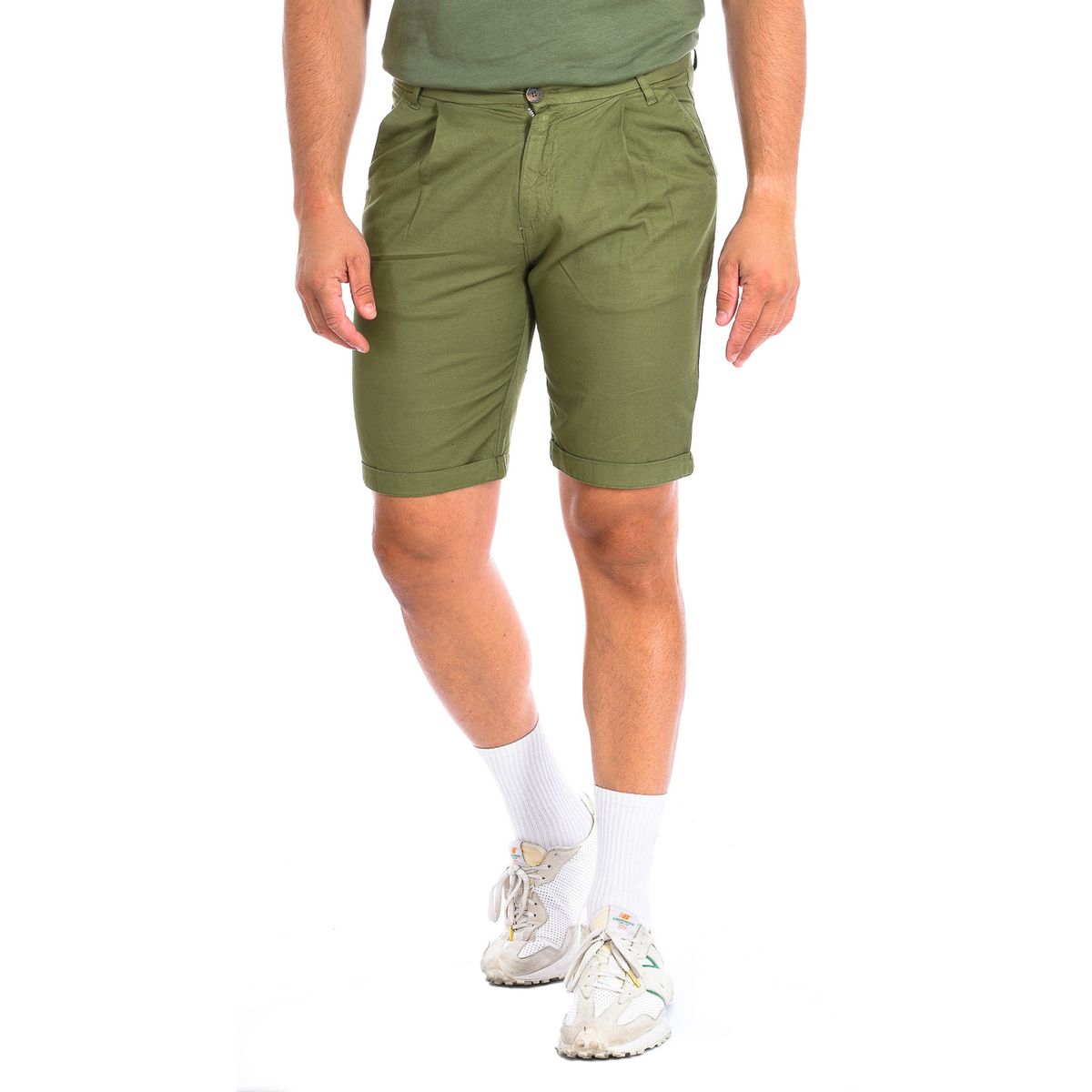 Herren Bermuda-Shorts mit Leinenmischung und flacher Vorderseite