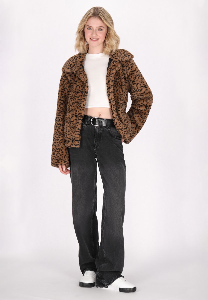 Webpelzjacke mit Leopardenmuster