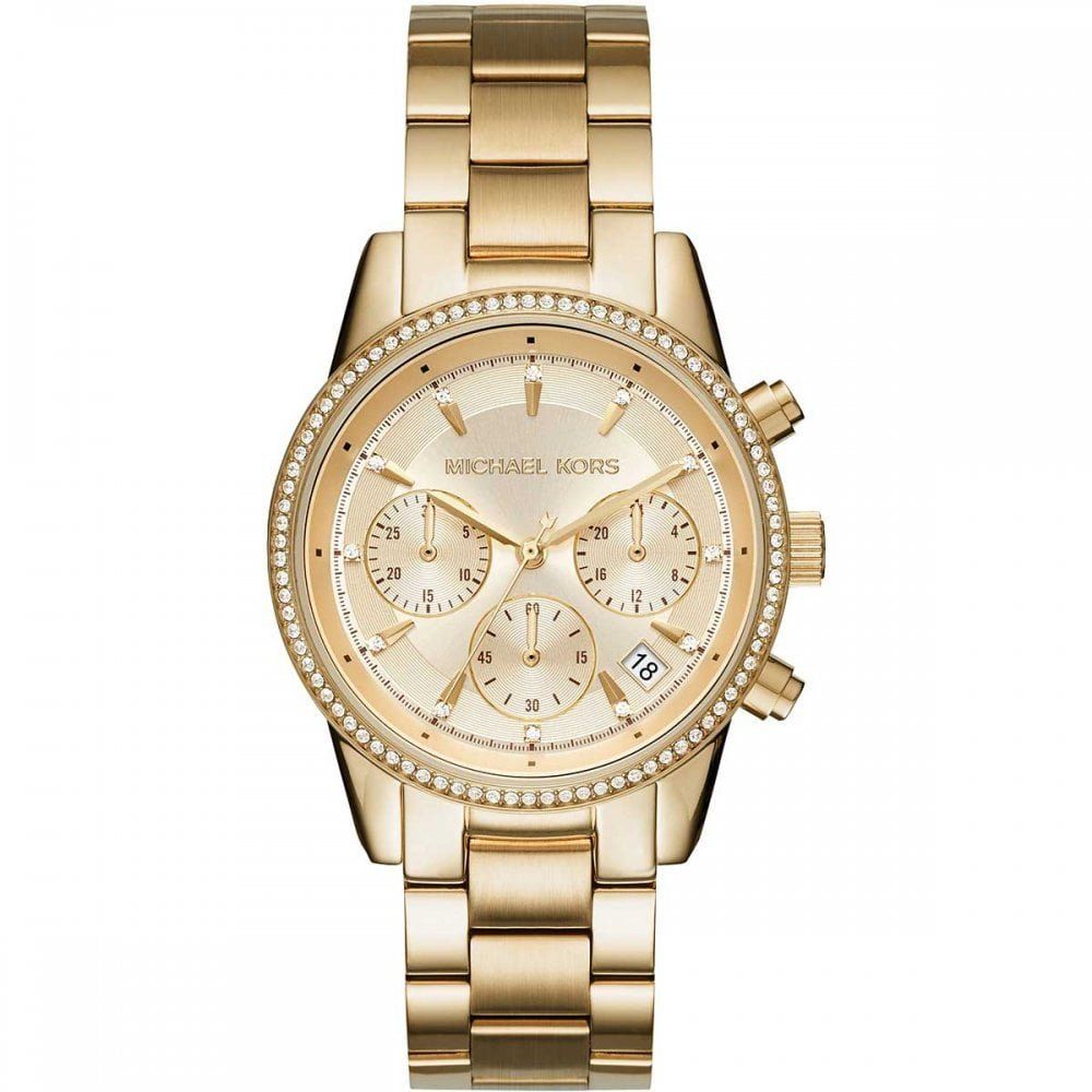 Damen Ritz Gold Chronograph Uhr