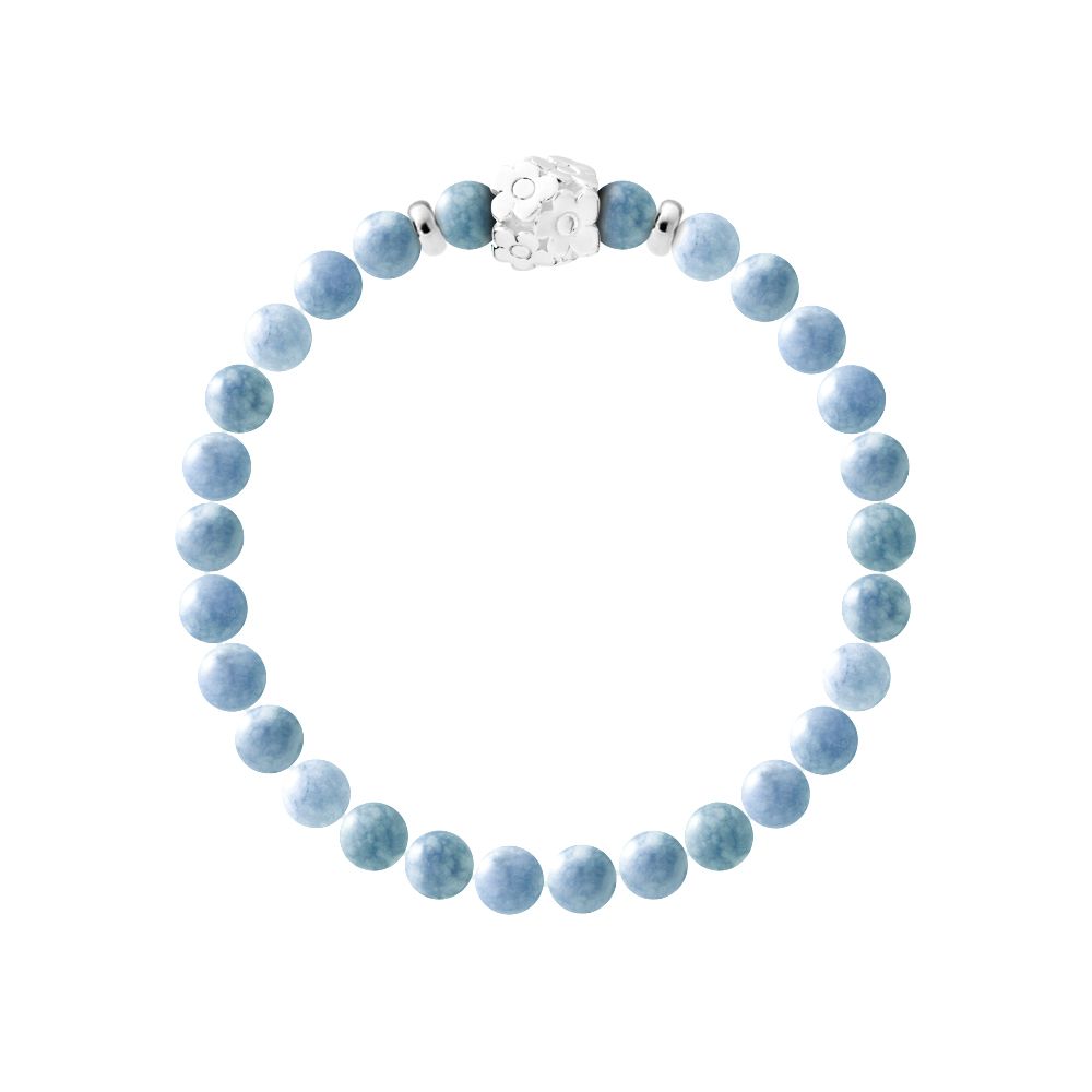 Aquamarin Perlenarmband mit floralem Akzent