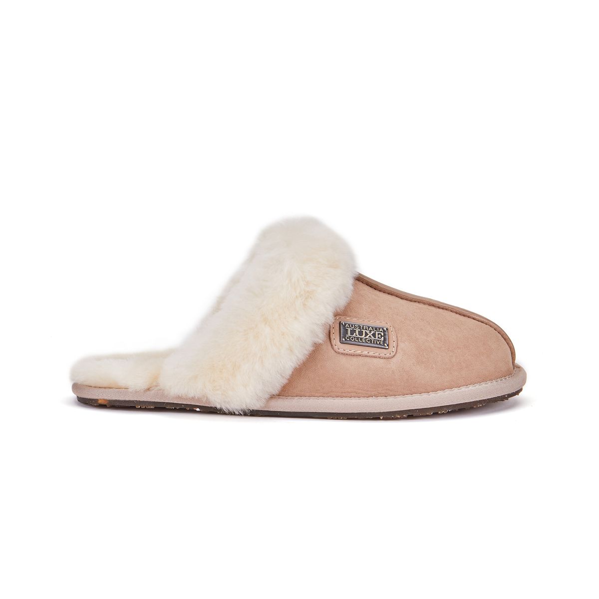 Lammfell Pantolette mit Pelzbesatz