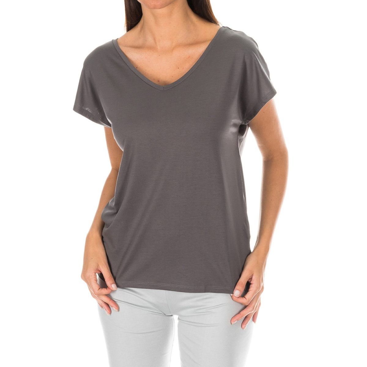 Lässiges V-Ausschnitt Kurzarm T-Shirt