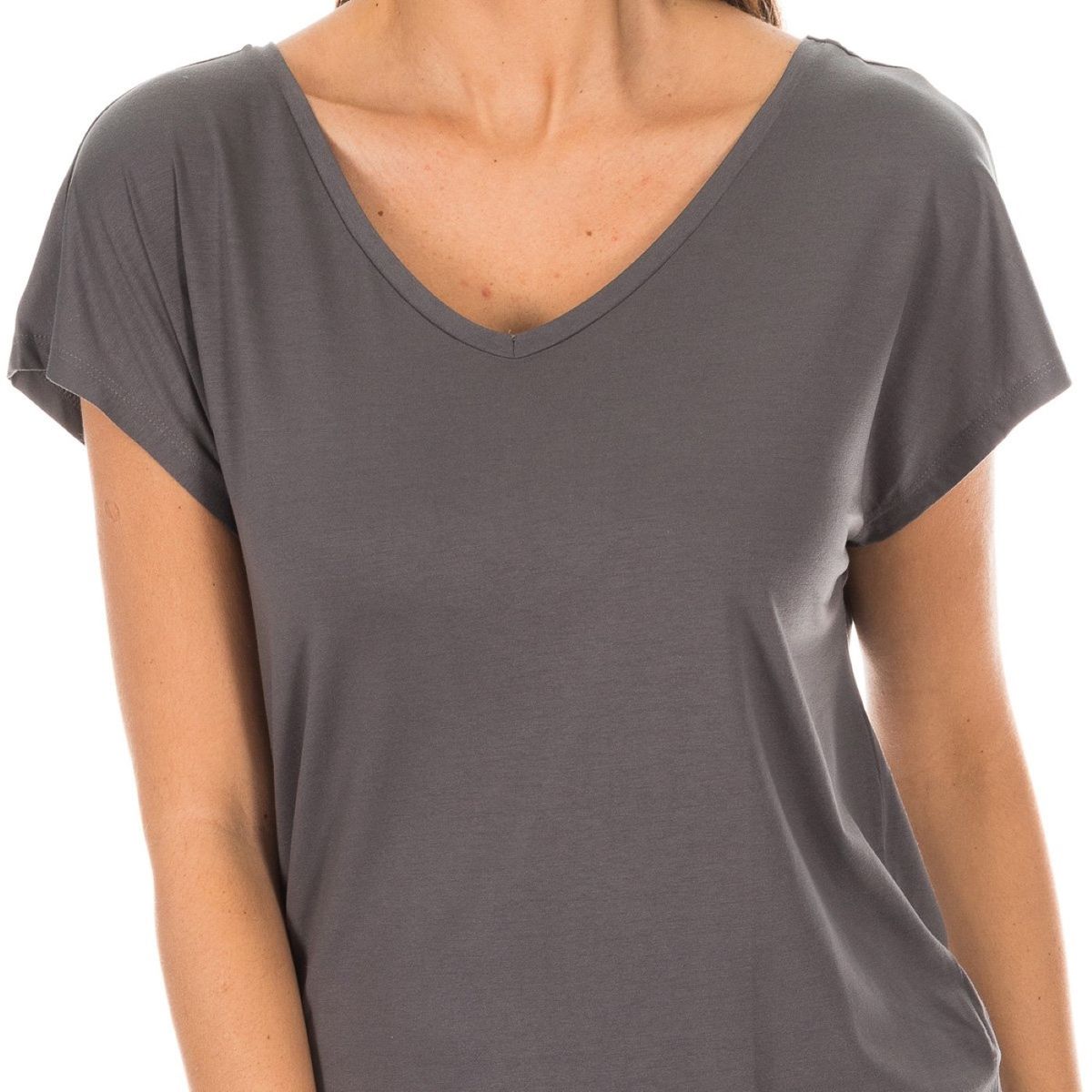 Lockeres V-Neck T-Shirt aus Modal-Mix