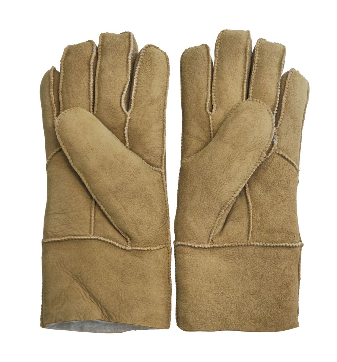 Schaffell-Wildlederhandschuhe mit Umschlag