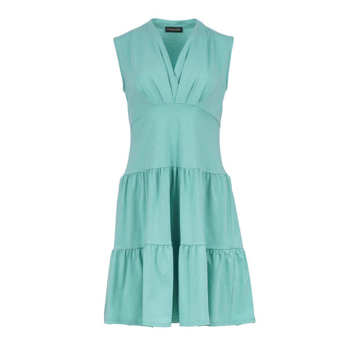 Ärmelloses, gestuftes Jerseykleid