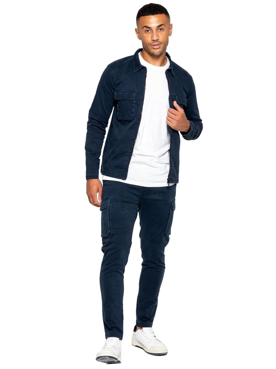 Herren Cargo Trainingsanzug Set Marineblau