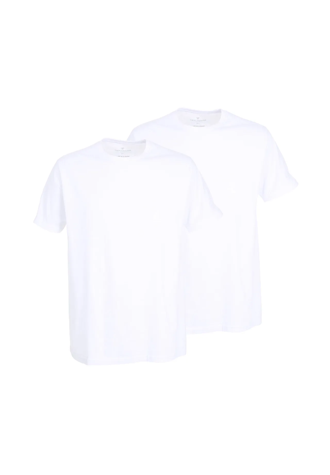 TOM TAILOR Herren T-Shirt, 2er Pack - Lucky T, Halbarm, Rundhals, einfarbig, weiß, L