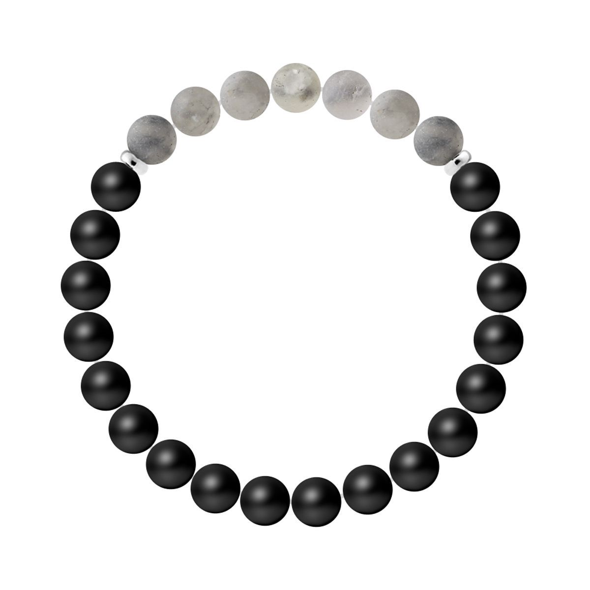 Elastisches Perlenarmband aus schwarzem Achat